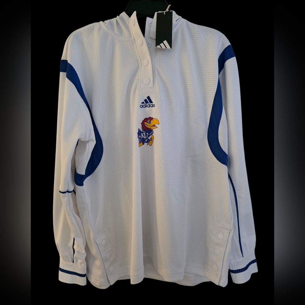 Adidas Kansas Jayhawk PE Player Exclusive Men's Long Sleeve White Blue Size L
